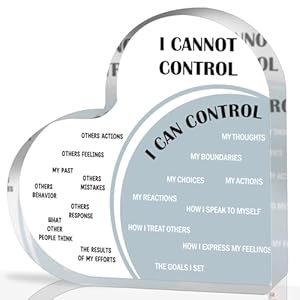 Mental Health Gifts, Mental Health Things I Can Control Decor, Mindfulness Decor for Therapy Office Acrylic Heart Gifts, School Counselor Sign Therapist Office Decorations for Counselor Office Decor