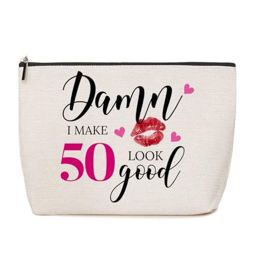 Lovdazzles 50th Birthday Gifts for Women Makeup Bag Cosmetic Bag