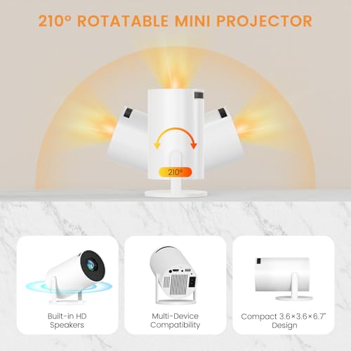 Image of Mini Projector, HY300 PRO Portable Projector, Smart Projector Support 4K 1080P with Dual-Band WIFI6 5G Wireless 5.4 Bluetooth, 160 ANSI Auto Keystone Correction Video Projector