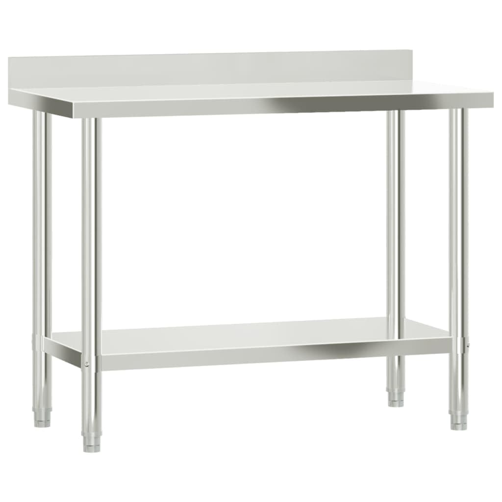 vidaXL Mesa de Trabajo para Cocina con Estante Acero INOX 110x55x150cm