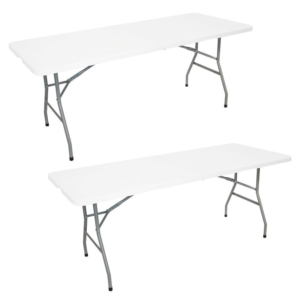 Table pliante jardin Oxeo lot de 2 de 180cm pour pique-nique et camping 8 places
