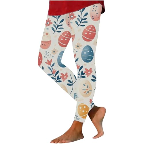 Generisch Pantalones de equitación para mujer Spring Easter Bunny Easter Egg Printed Slimming Yoga Pants, azul, L