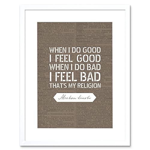 Artery8 - Artery8 Dictionary Page Quote Abraham Lincoln My Religion Artwork Framed Wall Art Print 12X16 Inch