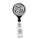 Alice In Wonderland- We Are All Mad Here - Retractable Badge Reel ID Card Name Tag Custom Badge Holder With Spiral Background (Black Badge Reel with Spring Pinch Clip)