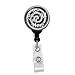 Alice In Wonderland- We Are All Mad Here - Retractable Badge Reel ID Card Name Tag Custom Badge Holder With Spiral Background (Black Badge Reel with Spring Pinch Clip)