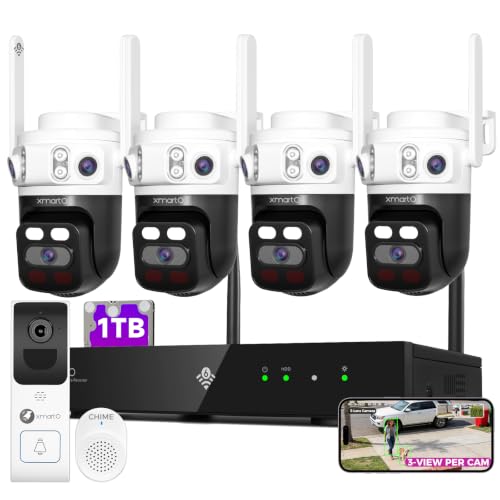 [Doorbell + 4-CAM] XMARTO 6MP Tri-Lens Wireless Se