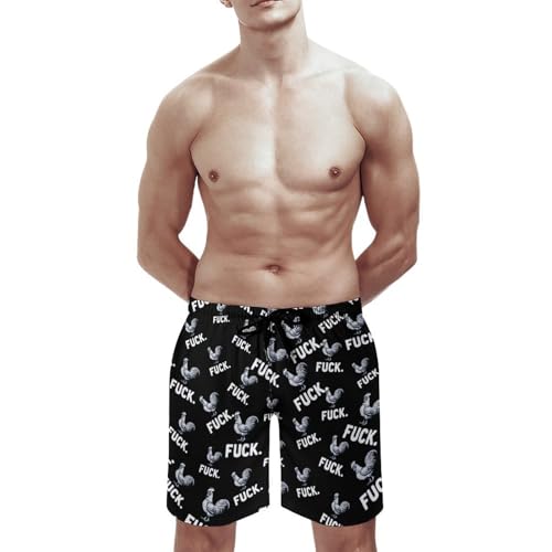Funny Chicken Rooster Fuck Mens Swim Trunks Quick Dry Beach Swimming Shorts with Mesh Lining and Pockets2