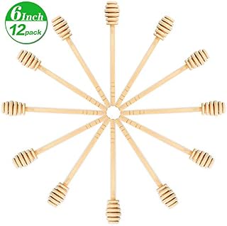 12 Pack Mini Wooden Honey Dipper Sticks, Honey Dippers 6 inch with Individually