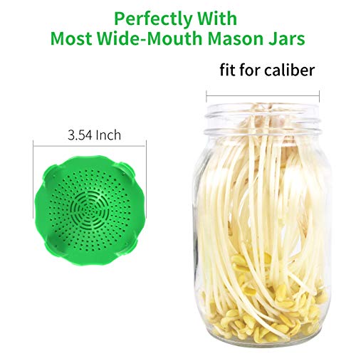Sprouting Jars Kit Set,Wide Mouth Mason Jar with Plastic Sprouting Lids and Water Trays ,Set of 2,Seed Sprouting Kit for Growing Bean Sprouts,2 Color - Thumbnail 2