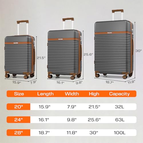 Joyway bagagem de mão, Cinza, 3 piece set (DB/TB/20), Bagagem de mão