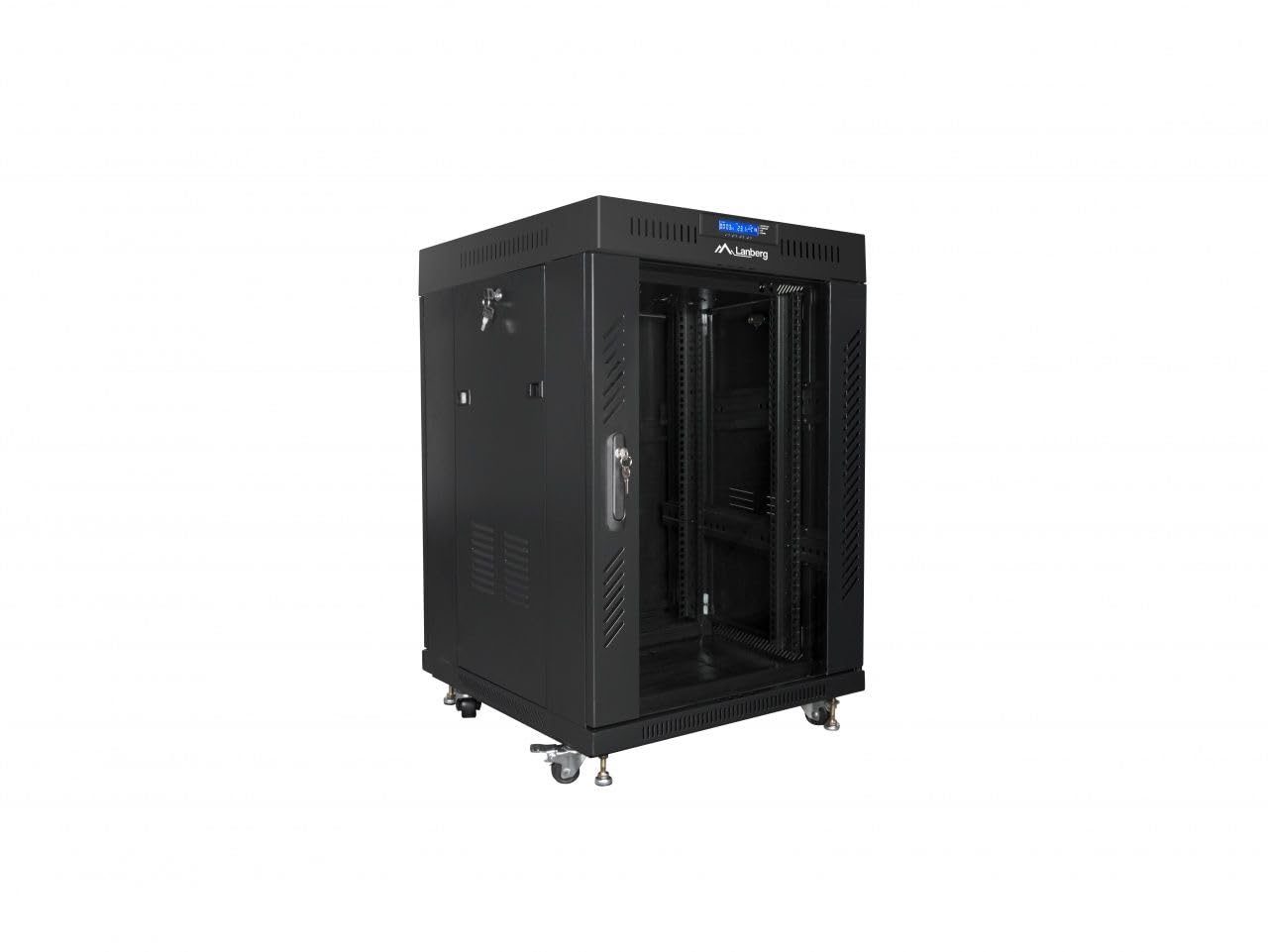 lanberg Rack 19" 15U 600X600 Flat Pack Noir Porte Verre avec LCD