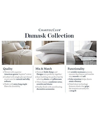 Charter Club Damask Stripe King 4-Pc Sheet Set, 550 Thread Count Pure Supima Cotton (White) #TOP2