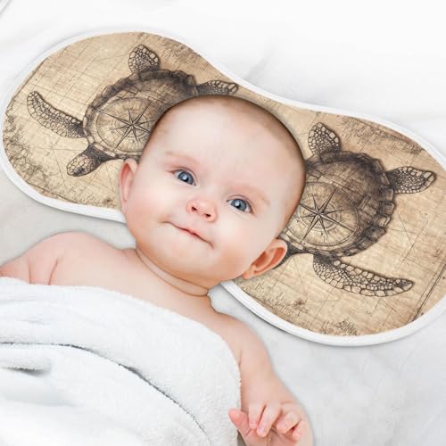 Kigai Turtle on Map Baby Muslin Burp Cloths 2 Pack, Soft 4 Absorbent Layers Cotton Burp Rags for Newborn Girls Boys4