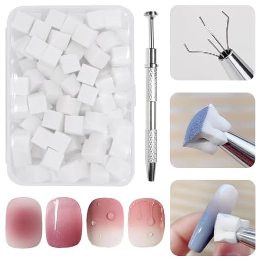 250 Stück Nail Art Schwamm mit Metallgreifer, Sponge Brush Applikator, Sponge Nagel Pinsel, Nageldesign Zubehör Schwammpinsel, Verwendet, um eine Vielzahl von Gradient Nail Art Patterns zu Erstellen