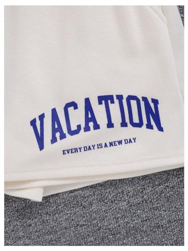 Image of Verdusa Girl's Tracksuit Sets 2 Piece Outfits Letter Print Vacation Tee Top and Drawstring Waist Shorts