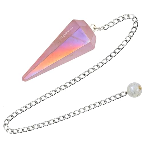 Image of Certified Angel Aura Rose Quartz Pendulum Dowsing Tool - Natural Crystal Pendulum for Spiritual Guidance - Premium Dowser Pendulum for Accurate Divination and Energy Healing - Perfect for Energy Healing and Chakra Balancing - Handcrafted with Precision and Elegance