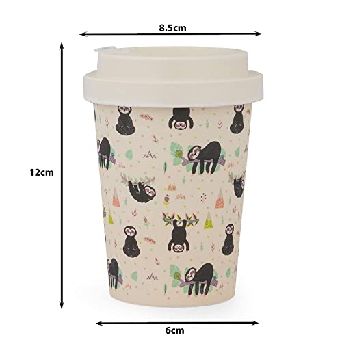 Image of Eco-Friendly Bamboo Fibre Travel Reusable Coffee Mug with lid 350 Ml (Lazy Sloth)