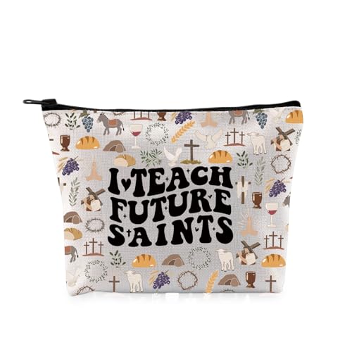 G2TUP Catholic S-chool Gift I Teach Future Saints Makeup Bag Christian Cosmetic Bag Catholic Teacher Gift (Teach Future Saints MB)