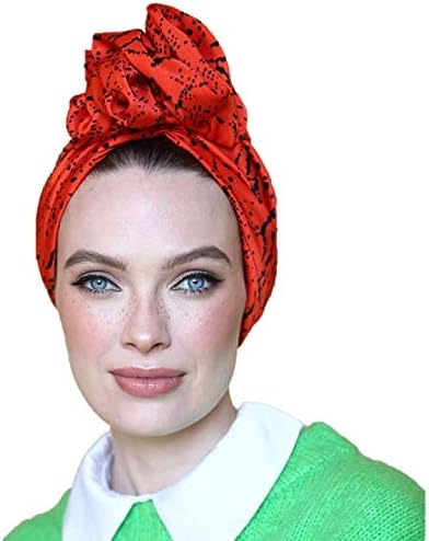 Satin hair scarf,satin head wrap,satin turbans for women, Ready to wear, One size,Red&Blackprint