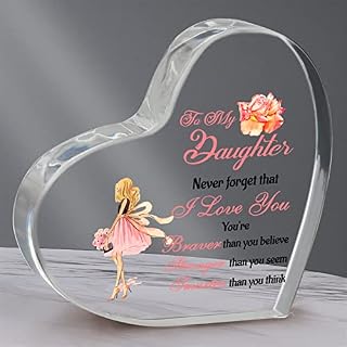 KAAYEE Gifts for Daughter, Heart-shaped Acrylic Plaque Daughter Gifts Christmas Xmas, Presents for Daughter from Mum Dad, Thanksgiving Birthday Gifts for Daughter (Daughter)