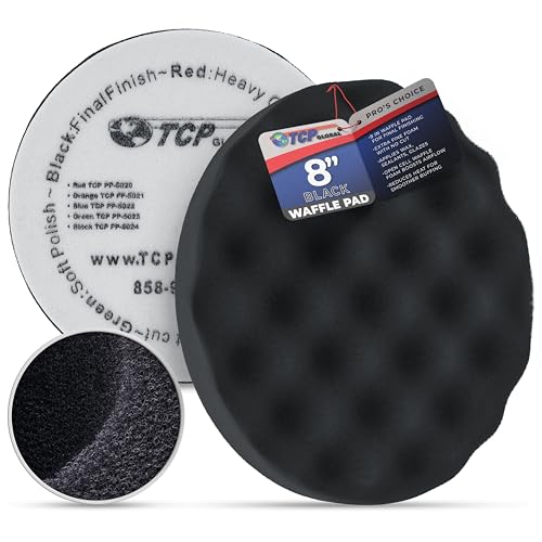 TCP-Global-8-Black-Waffle-Foam-Buffing-Pad-Extra-Fine-Cut-Polish TCP Global 8" Black Waffle Foam Buffing Pad, Extra Fine Cut Polish - Image 1
