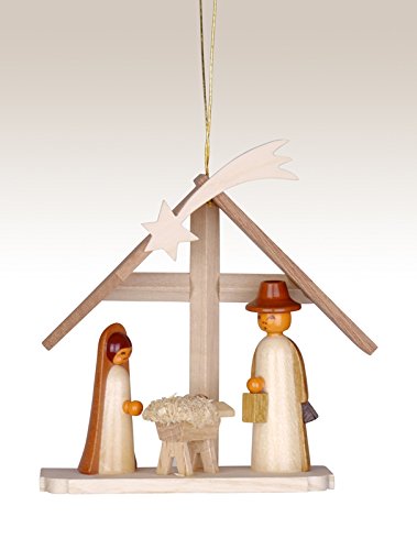 Scène de nativité en bois de décoration d'arbre au design épuré