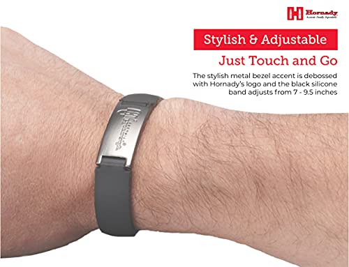 Hornady Rapid Safe Adjustable Wristband, 98166 - Provides Fast, Touch Free Entry To Rapid Safes In Emergencies - Includes Stylish Metal Bezel Logo, Silicone Band & Rfid Chip #TOP2