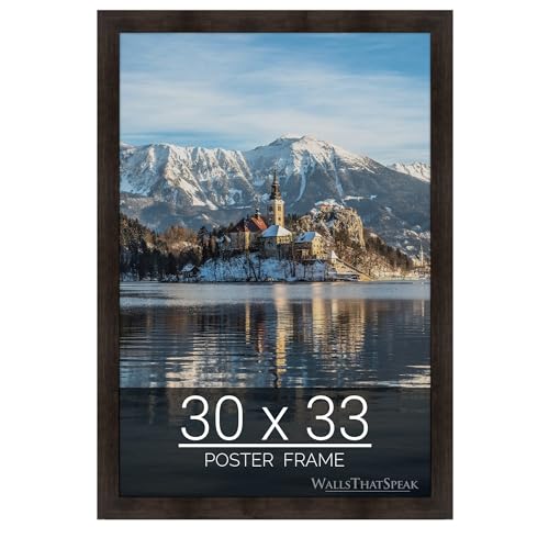 wallsthatspeak 30x33 Espresso Brown Picture Frame for Puzzles Posters Photos or Artwork