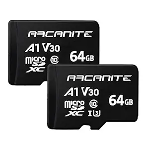 ARCANITE 2-Pack 64GB microSDXC Memory Card - A1, UHS-I U3, V30, 4K, C10, MicroSD, Optimal Read speeds up to 90 MB/s
