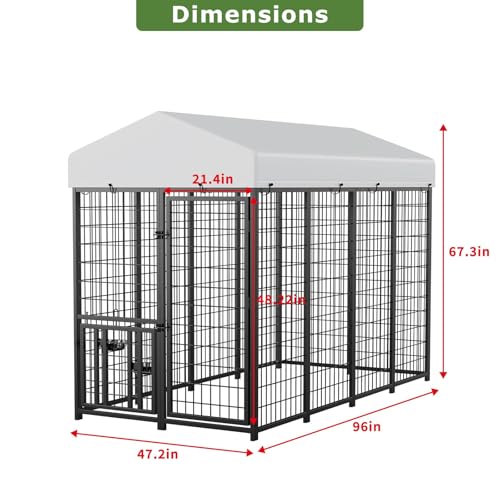 Large-Dog-Kennel-Outdoor-Pet-Pens-Dogs-Run-Enclosure-Animal-Hutch-Metal-Coop-Fence-with-Roof-Cover Large Dog Kennel Outdoor Pet Pens Dogs Run Enclosure Animal Hutch Metal Coop Fence with Roof Cover