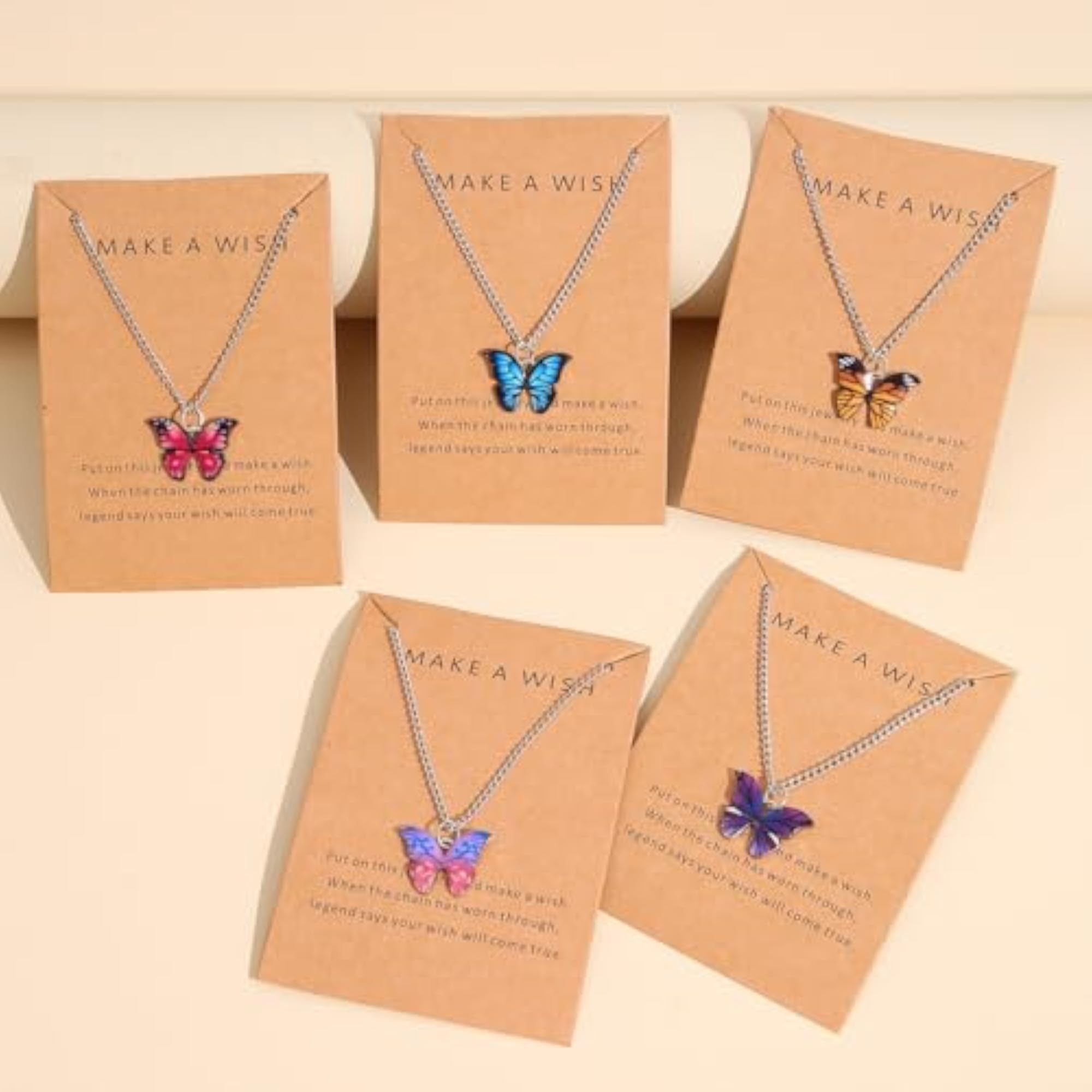 5 Pcs Stylish Butterfly Pendant Necklace Set (Silver)
