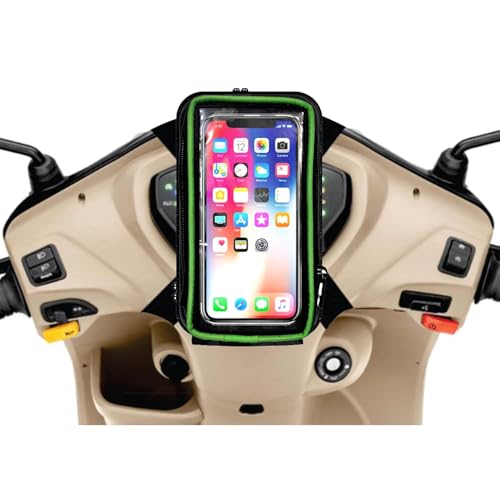 Image of Universal Mobile Holder /Stand /Mount Pouch for All Scooters Scooty Activa Adjustable Buckle Strap | Shockproof Design Universal Mobile Holder for All Smartphones (Green)