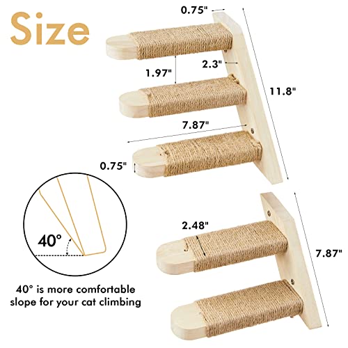 2 Pack, Ezmeetu Cat Climbing Shelf Wall Mounted, 5 Steps Cat Stairway With Sisal Rope Scratching For Cats Perch Platform, Cat Wall Furniture, Reversible Direction Cat Wall Stairs Ladder #TOP5
