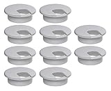 Mini Skater 2 inch 10 pcs Plastic Desk Grommet for Wire Cords Cable Flexible Management Lightweight Adjustable Hole Cover Plate Organizer for Office Home Table Cable (Gray)
