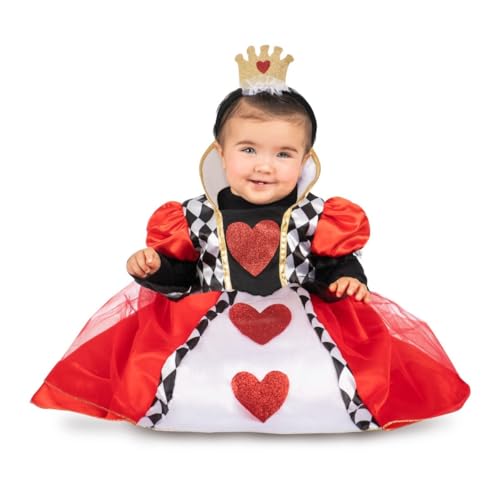 My Other Me   Disfraz Reina de Corazones Bebé, talla 7 12 meses. Incluye vestido con enagua en tonos rojos, negros y blancos, mangas abullonadas y diadema con corona. Pura realeza en miniatura.