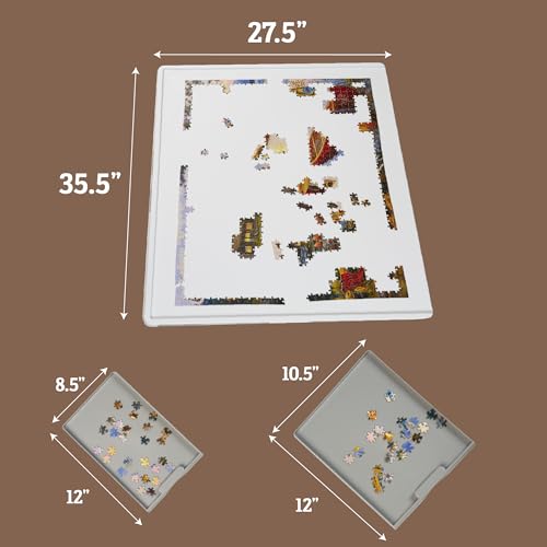 1500 Pieces Rotating Plastic Puzzle Board with 6 Storage Drawers & Protective Cover – Jigsaw Puzzle Table for 1500 Pieces - for Adults & Families Home Entertainment & Puzzle Building - image 4