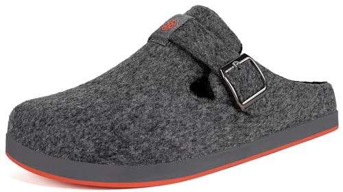 Sisttke Zapatillas Hombre Mujer Unisex Invierno CáLido Zapatos Casa Antideslizante Pantuflas de Fieltro Cerradas con Plantilla Intercambiable,Gris,44 EU