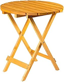Round Folding Wooden Garden Table - Foldaway Garden Coffee Side Table Suitable for Indoor and Outdoor Use - Ideal for Garden, Patio, Bistro, Dining, Drinks and More