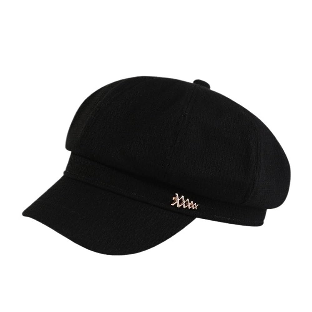 Casquette newsboy femme noire pour un look de peintre en plein air