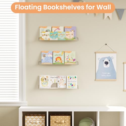 Image of upsimples 23.6 inch Acrylic Shelves for Wall Storage and Organizer, 2 Pcs