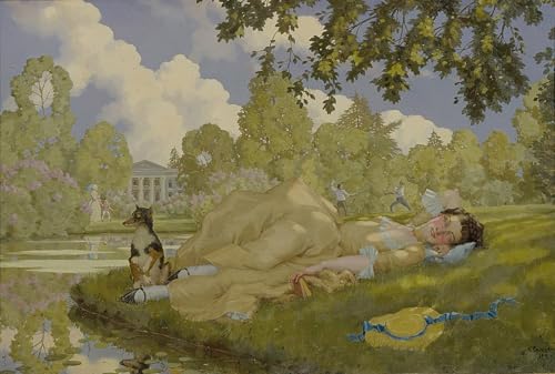 Cuadro en lienzo vintage de una mujer en el parque para crear un oasis en tu dormitorio