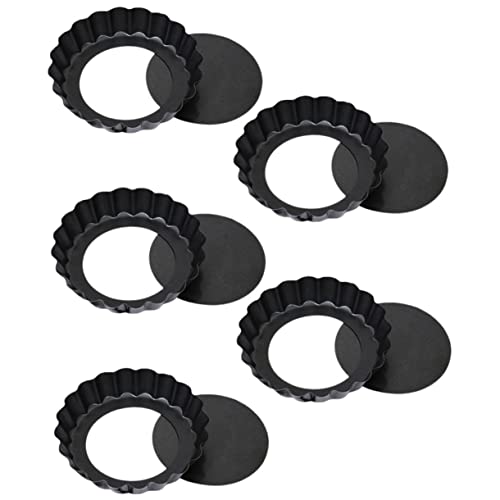 Unomor 5pcs Nonstick Tart Molds with Removable Bottom Pans for Baking Desserts Fluted Edge Tart Pans for Afternoon Tea and Family Gatherings
