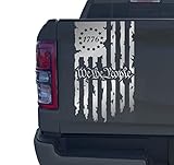 We The People Betsy Ross Flag 1776 Distressed American USA US Flag Truck Tailgate Vinyl Decal Stickers Preamble of The US Constitution (10' x 18') (Silver Gray Metallic)