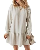 Photo Gallery picklion vestito casual da donna, a maniche lunghe, mini abito plissettato con volant, bianco, xl Photo Gallery picklion vestito casual da donna, a maniche lunghe, mini abito plissettato con volant, bianco, xl