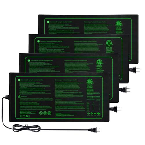 Upgrade Version 4PK Seedling Heat Mat with ETL Listed,Warm Hydroponic Heating Pad for Seed Starting,Indoor Gardening,Brewing and Greenhouses,Durable Waterproof Black Plant Heat Mat
