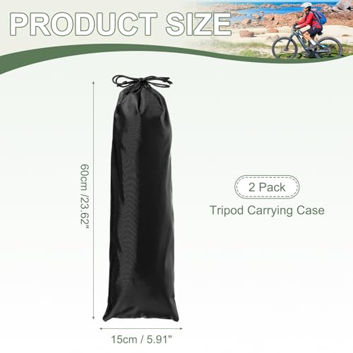 YELARXI Tripod Case Bag, Nylon Tripod Storage Bag, Long Foldable Monopod Compact Carrying Organizer Pouch- Fitting for (Monopod/Light Stand/Umbrella/Travel) 24 x 6 In & 2 Pack & Black - Thumbnail 2