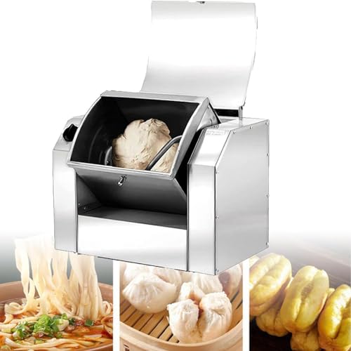 Electric Flour Mixer, 1500W Stainless Steel Dough Mixer with Timer, Automatic Kneading Machine for Pasta, Noodles, and Pizza, 10kg Capacity