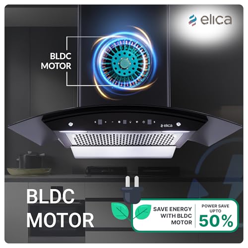 Image of Elica 90cm 1500 m3 /hr BLDC Filterless Autoclean Kitchen Chimney with 15 Years Motor & 5 Years Comprehensive Warranty | WDFL 900 BLDC HAC LTW MS NERO | Black | Touch Control with Motion Sensor