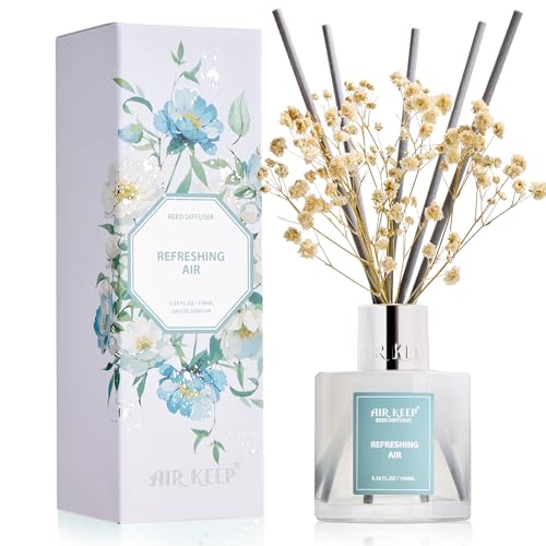 Image of Airkeep Reed Diffuser Set,3.38 fl oz (100 ml) - Refreshing Air Oil Diffusers with 8 Reed Sticks, Home Fragrance Reed Diffuser for Bathroom Shelf Decor