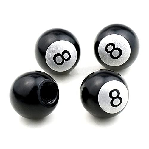 Image of Valve Caps Aluminum 8 Ball Cars Tires Valve Stem Caps Cover Dustproof Universal for Most of Cars SUV Bike Trucks Motorcycles 4 Pcs /Set (Black)